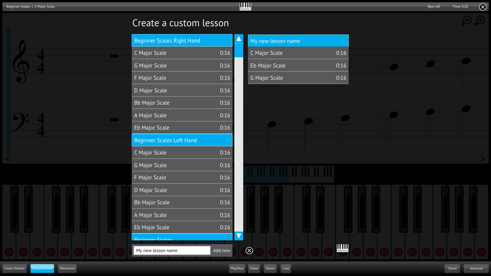 Purely Piano Screenshot Custom Lesson