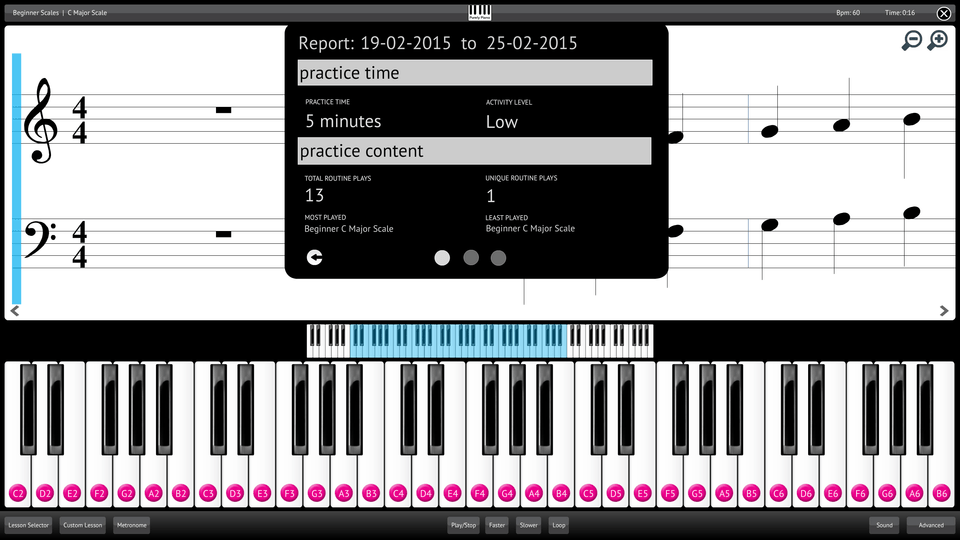 Purely Piano Screenshot Reporting Measuring Progress